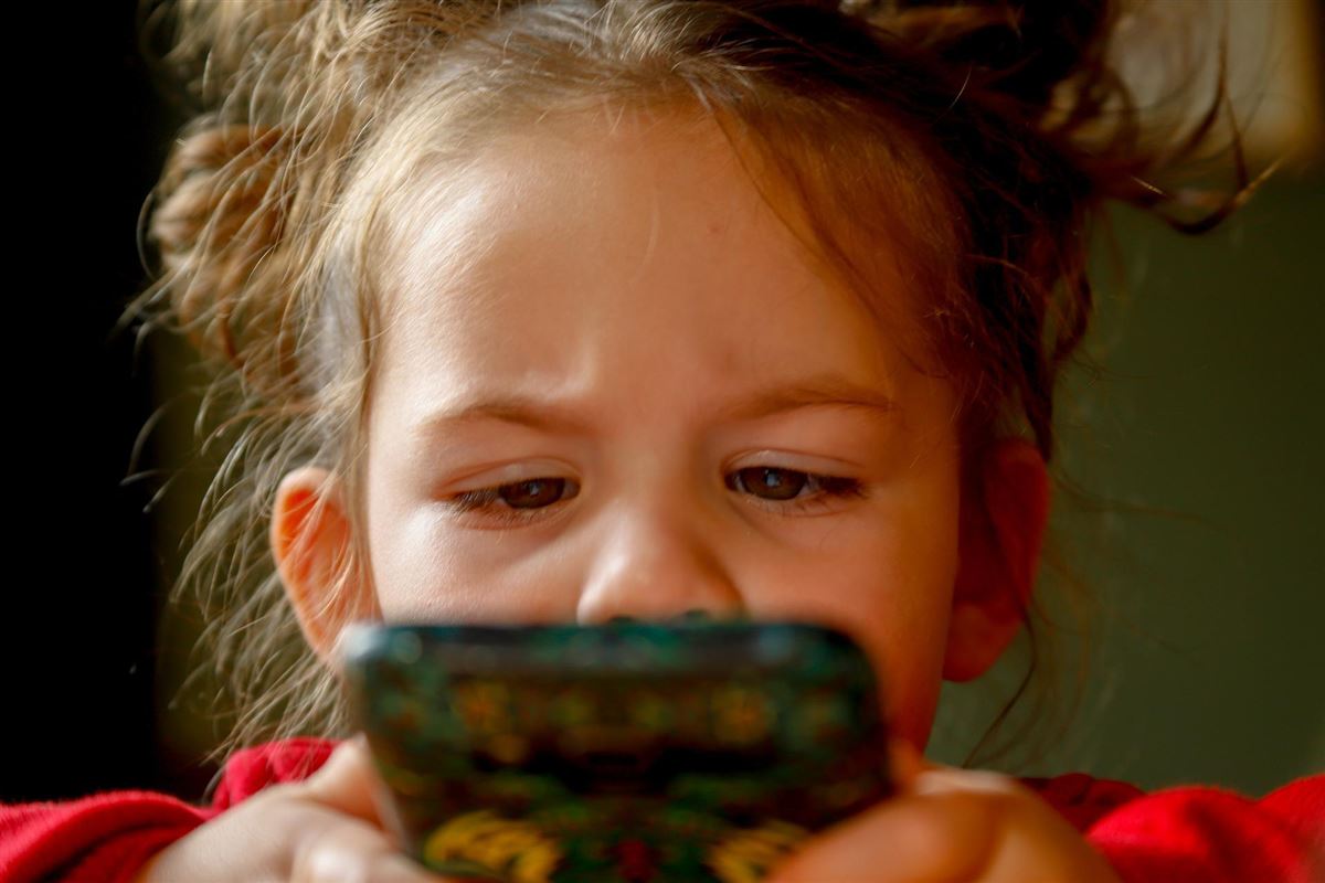 Il bambino guarda il cellulare